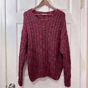 Dex Women's Sweater Red Black Marbled Plus Size 1X Comfy Soft Fall